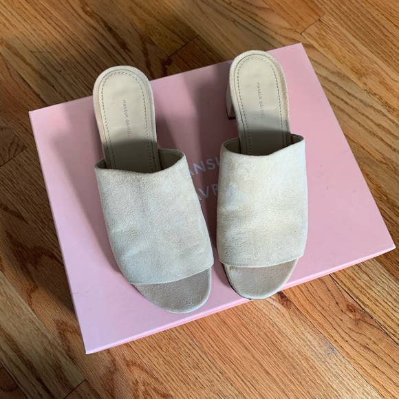 Mansur Gavriel Shoes - SOLD Mansur Gavriel Suede Block Heel Mule Sandals